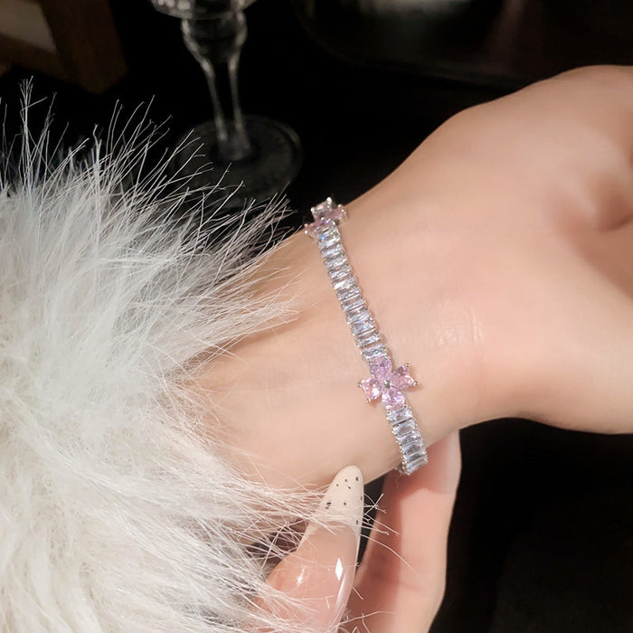 Wholesale Pink Zircon Geometric Round Pull-out Bracelet