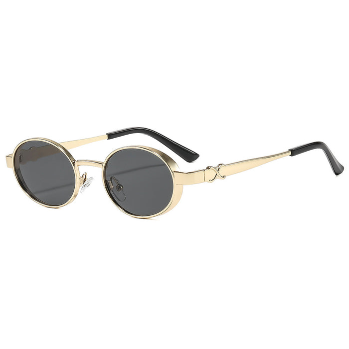 Wholesale Gold Metal Oval Vintage Punk Sunglasses UV400 Trendy