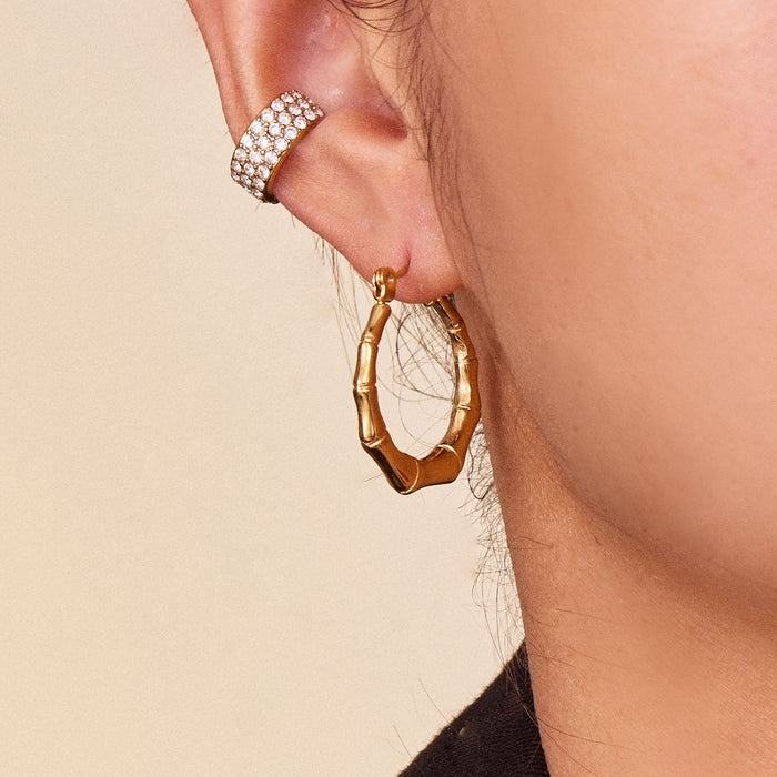Wholesale Loop Bamboo Stainless Steel Earrings