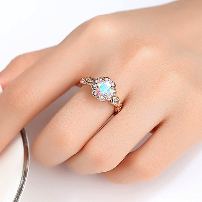 Wholesale Fashionable resin rose gold hollow ring jewelry rhinestone ring jewelry ring