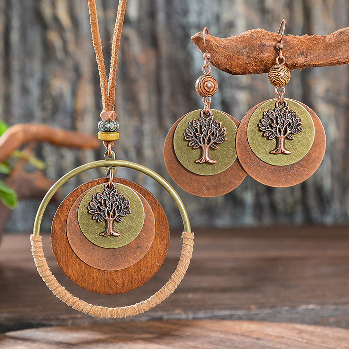 Wholesale Vintage Tree of Life Earring and Necklace Set Bohemian Style MOQ≥2