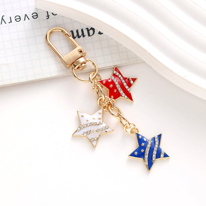 Wholesale American Independence Day Flag Series Heart Shape Alloy Keychain JDC-KC-ChaoK046