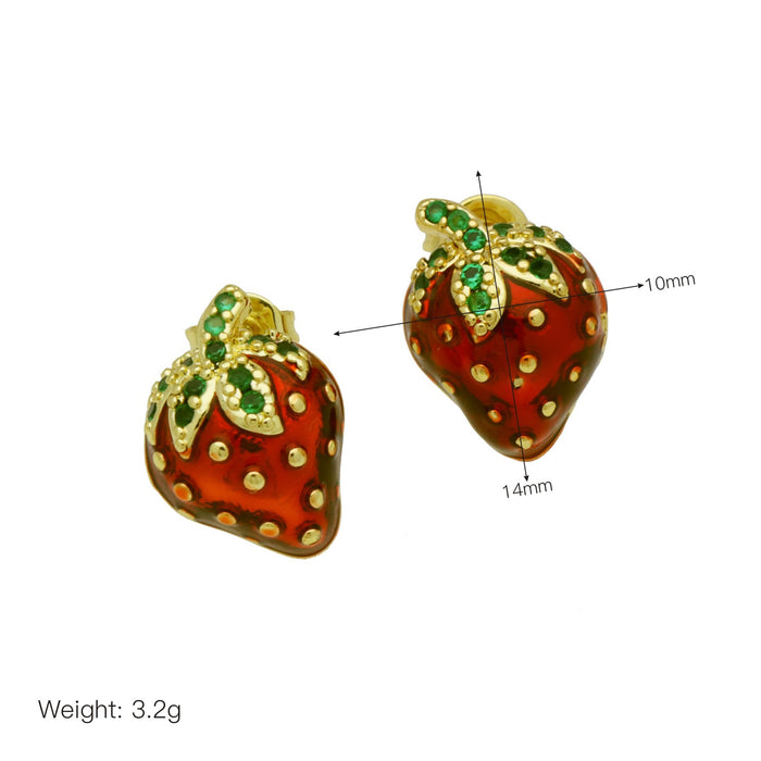 Wholesale Fruit strawberry cherry color drop oil earrings