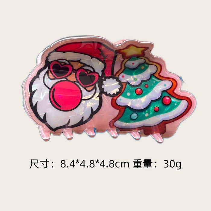 Wholesale Christmas PVC Hair Claw Clips Santa  Shark Cartoon Party Accessory Gift