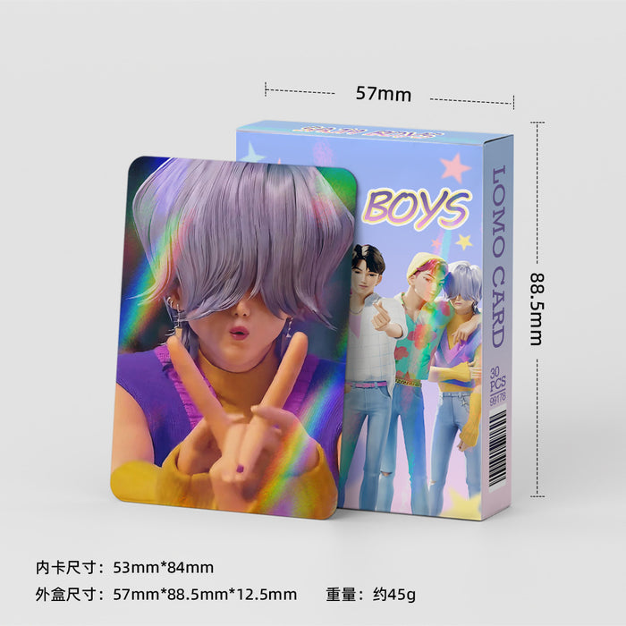 Wholesale 30-Piece Set of K-Pop Holographic Cartoon Collectible LOMO Cards