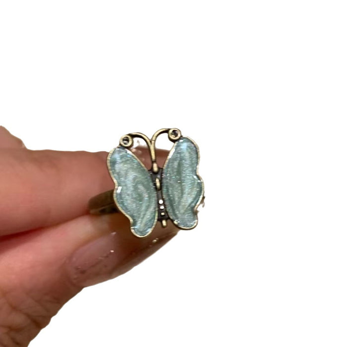 Wholesale Light luxury temperament, dripping oil, butterfly flower opening ring, niche personality ring, ring