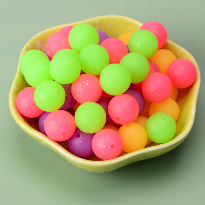 Wholesale 2pcs Glitter Silicone 12mm/15mm Solid Color Round Scatter Beads JDC-BDS-Siluoxi009