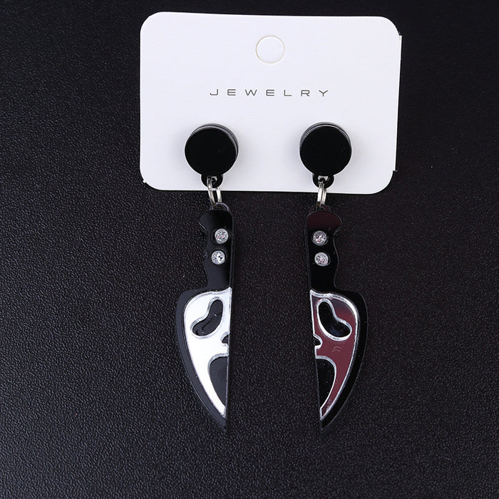 Wholesale Kitchen Knife  Mirror Acrylic Earrings  Ear Hooks  Gold and Silver Earrings