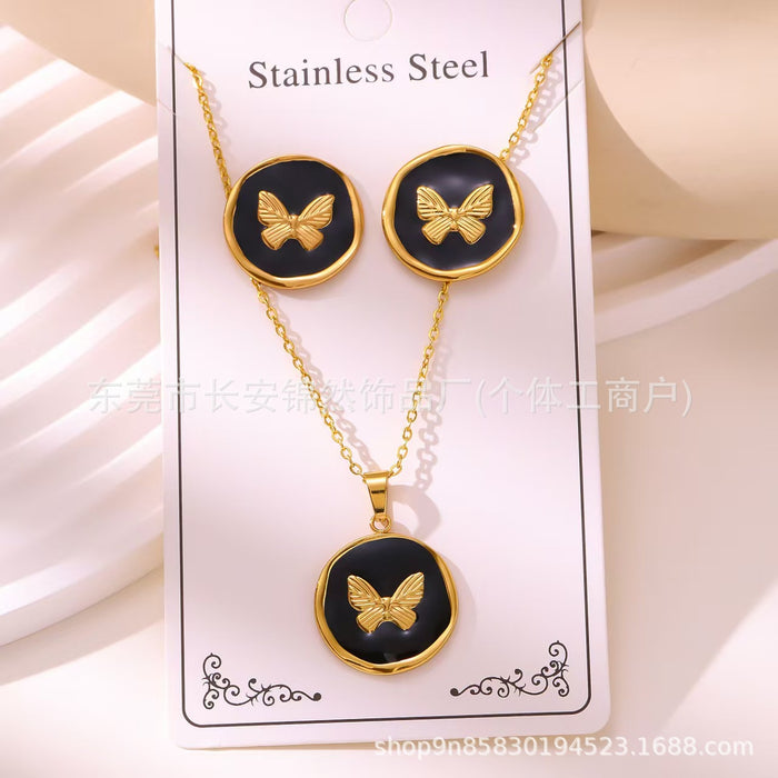 Wholesale 304 Stainless Steel Vacuum Plated Earrings and Necklace Set
