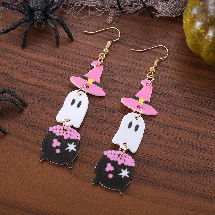 Wholesale  witch hat ghost magic potion tank triple pendant earrings acrylic earrings gift