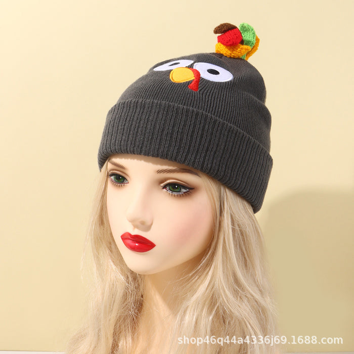 Wholesale Autumn and Winter New Kidsren' s Acrylic Knitted Hat Thanksgiving Family Warm Personalized Turkey Hat Female Couple Woolen Hat