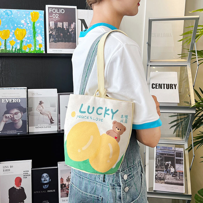 Wholesale Cartoon Canvas Bucket Bag Cute Small Bag