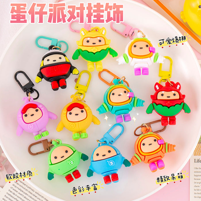 Wholesale Cartoon Doll Keychain Soft Glue Cute New Egg Key Ring Holiday Party Pendant Luggage Jewelry