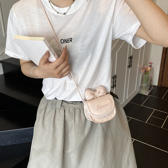 Wholesale Kids'  lace bow mini saddle shoulder bags