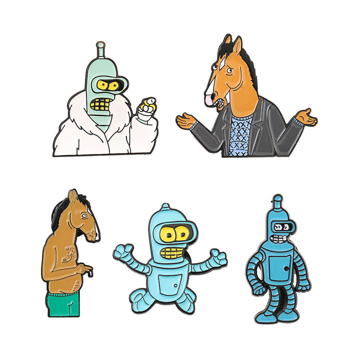 Wholesale Electroplated Metal Cartoon Brooch Futurama Bender Bo Horseman Design Casual Decorative Fashion Accessory For Bags Hats ets