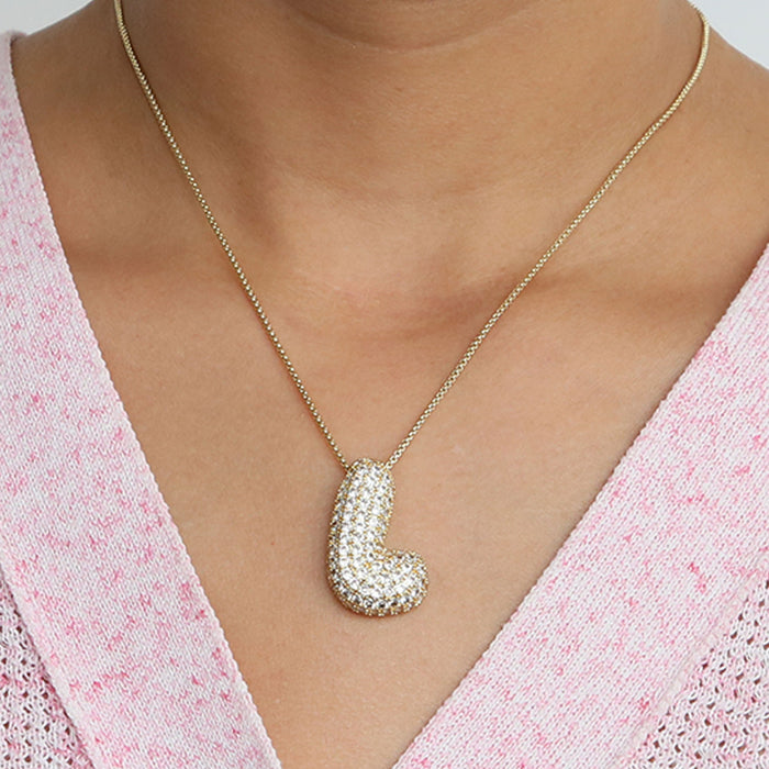 Wholesale Brass Zircon Balloon 26 English Letters Necklace JDC-NE-BaiYi001