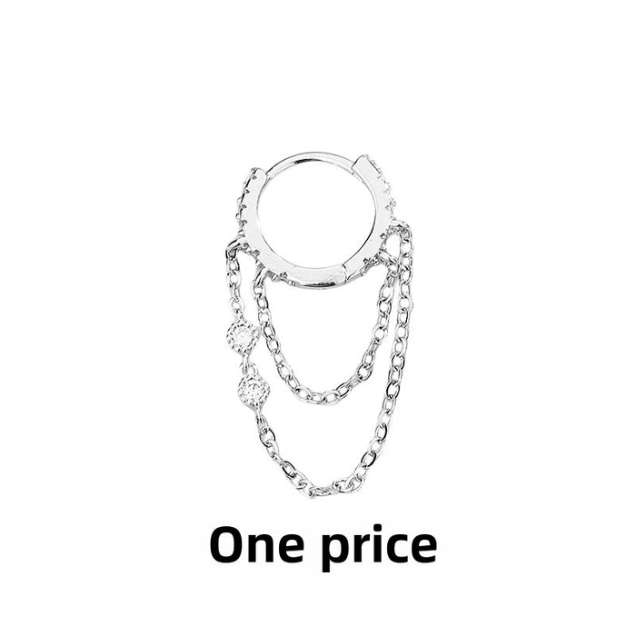 Wholesale Tassel Zircon Earrings Personalized Circle Long Earrings Earrings Square Diamond Full Diamond Chain Earrings Buckle