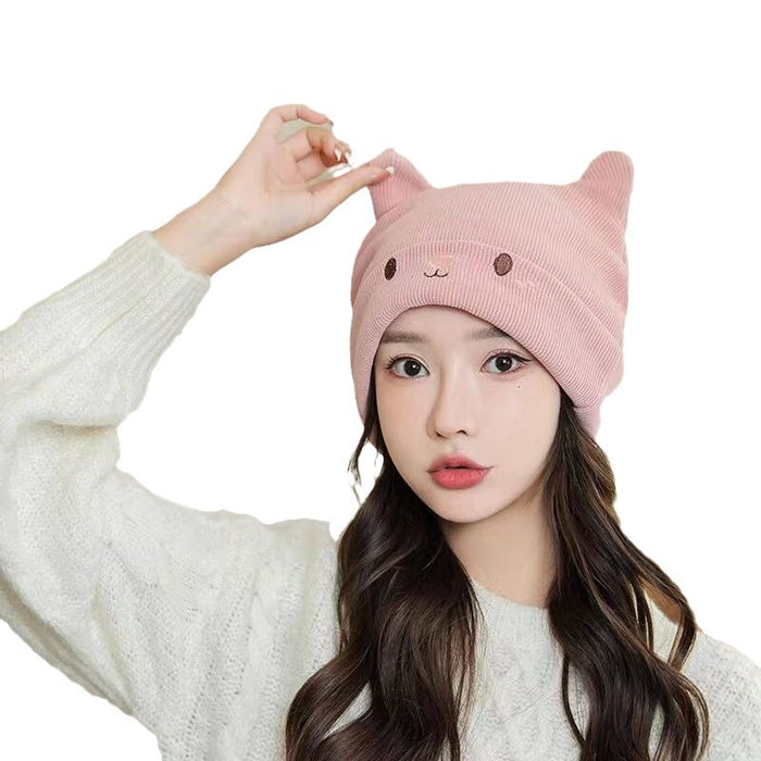 Wholesale Confinement cap postpartum pregnant women autumn and winter hat female knitted toe cap wool hat face-looking cute cold hat winter