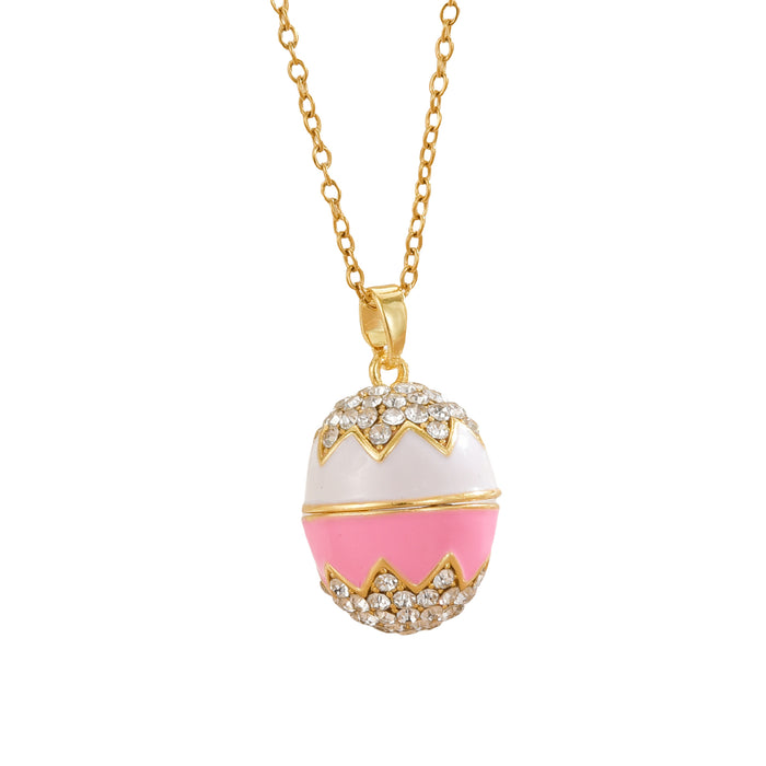 Wholesale Easter Enamel Diamond-Studded Egg Stainless Steel Necklace