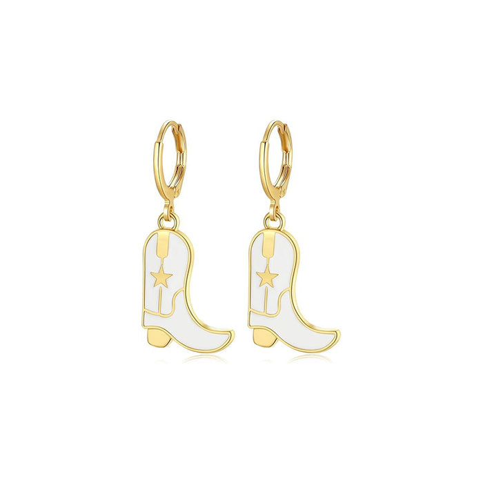 Wholesale Retro Western Cowboy Boots Hat Pendant Earrings Women' s Fashion Personality Earrings