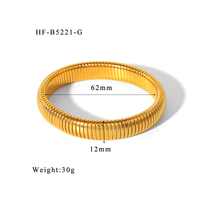 Wholesale Wide Edge Stainless Steel Elastic Bracelet JDC-BT-ChengBing003