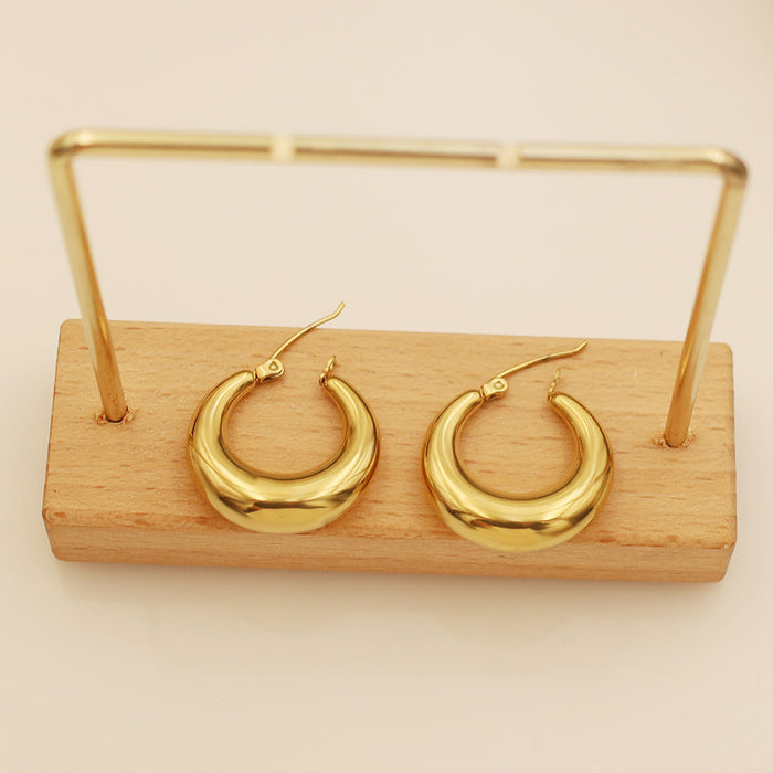 Wholesale 18K Golden Crescent Titanium Steel Earrings