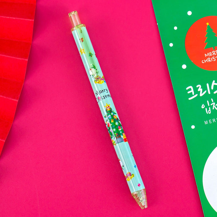 Wholesale Christmas cartoon push gel pen student stationery black push creative signature pen