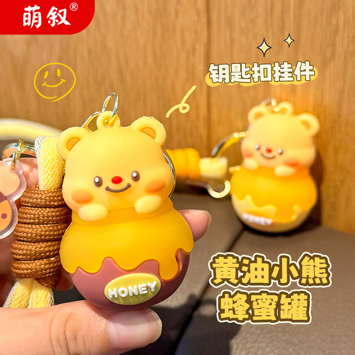 Wholesale 3pcs Cute honey bee jar butter keychain