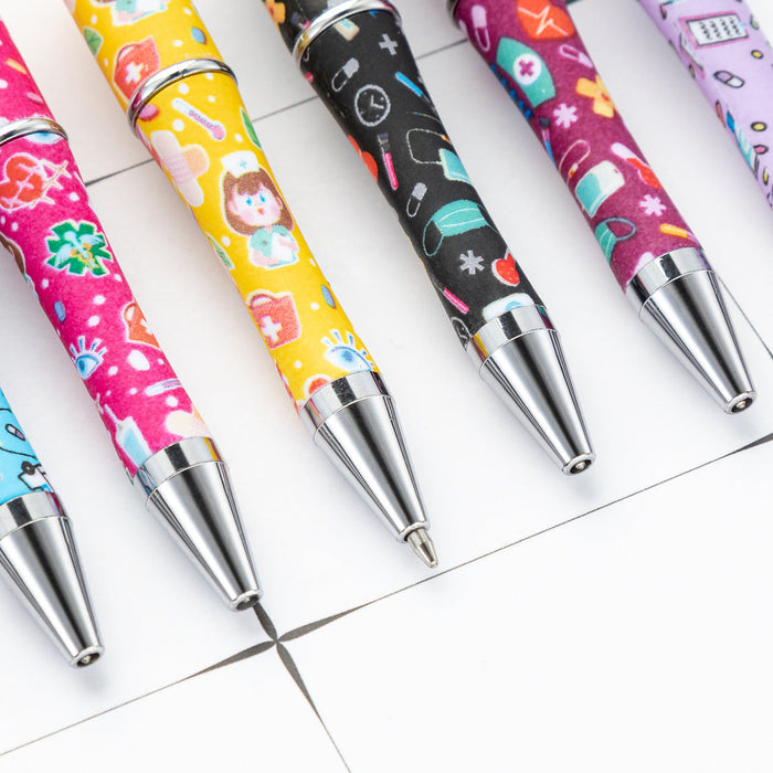 Wholesale Beadable Pen International Nurses Day Printed Plastic Pen DIY for Beaded JDC-PN-Huah026