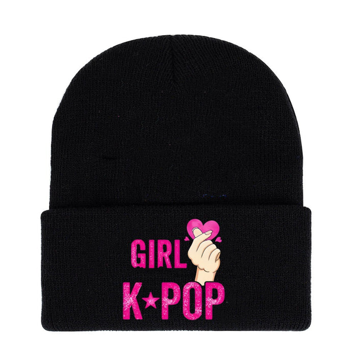 Wholesale Kpop style cartoon knitted hat beanie outdoor warm hat