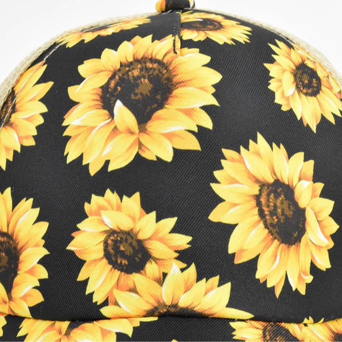 Wholesale Cotton Western Style Sunflower Cross Elastic Mesh Baseball Cap JDC-FH-DeX007