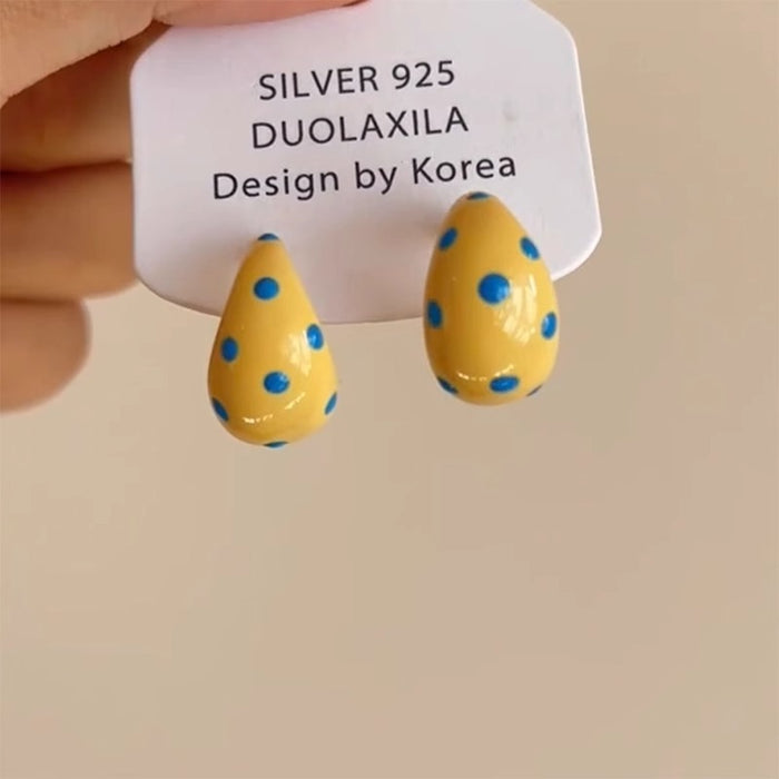 Wholesale Silver needle oil drop polka dot earrings sweet and gentle earrings