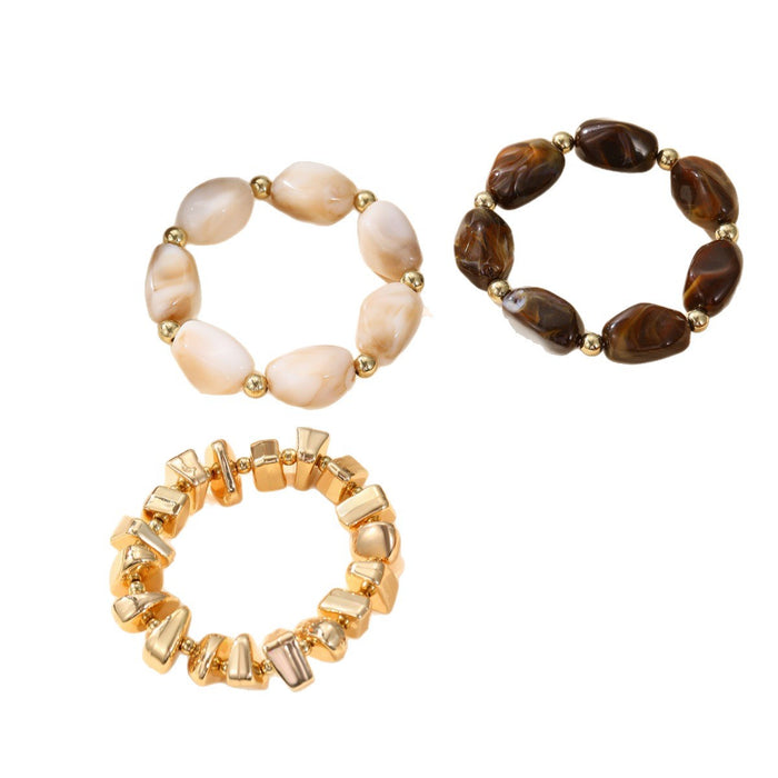 Wholesale Resin Retro Color-Contrast Beaded Bracelet Handmade Woven Stackable Jewelry Accessory MOQ≥2