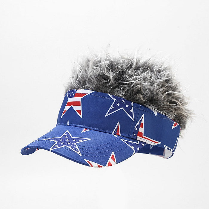 Wholesale American flag five-pointed star striped wig baseball cap