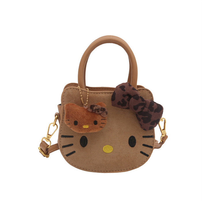 Wholesale Cute cartoon shoulder bag with leopard print bow.