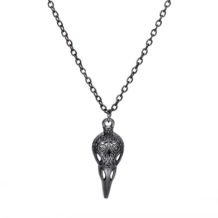 Wholesale Gothic Punk Crow Skull Pendant Necklace Female Cold Wind Clavicle Chain  Gift