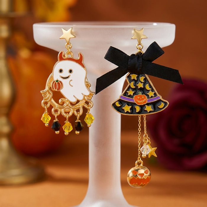 Wholesale Ghost Cat Pumpkin Skull Alloy Ear Studs Jewelry Accessory