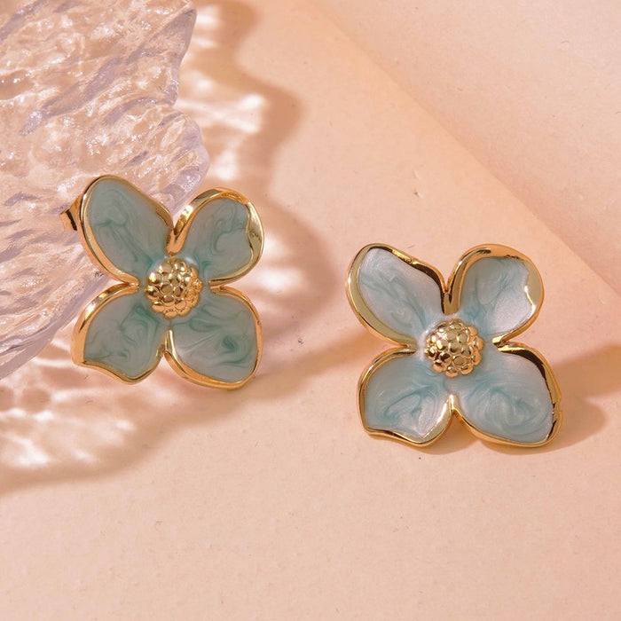 Wholesale Retro Palace Flower Titanium Steel Earrings JDC-ES-JW004