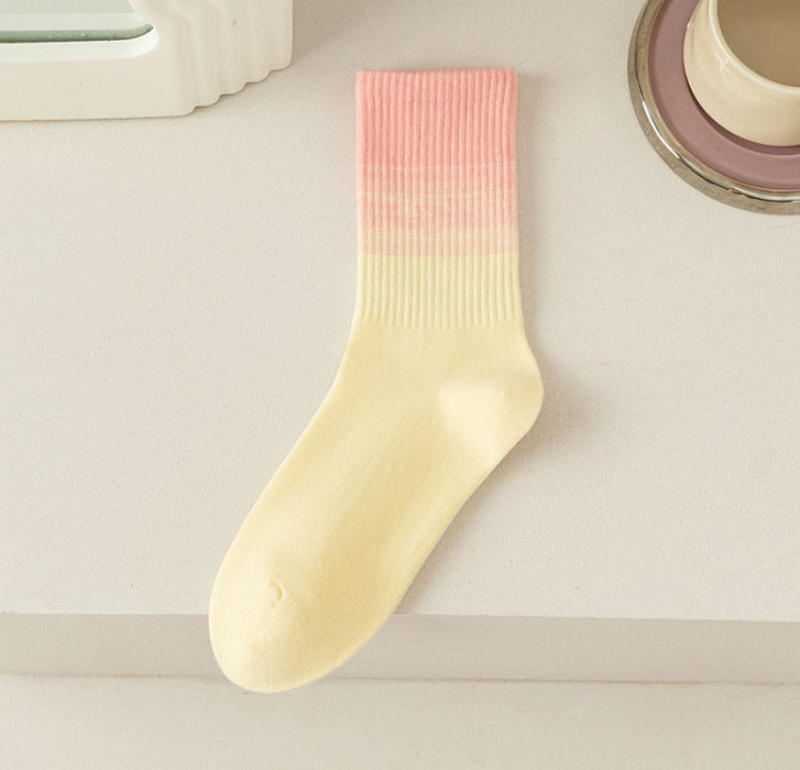 Wholesale Socks gradient color, mid tube lightweight sports socks, running socks, cotton
