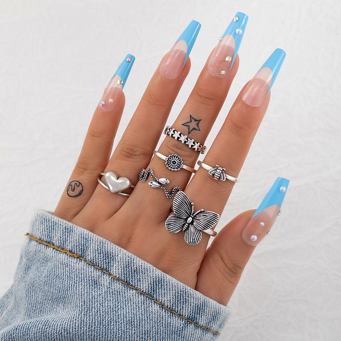Wholesale Punk Style Skull Snake Ring Set Alloy Fashion Accessory MOQ≥2