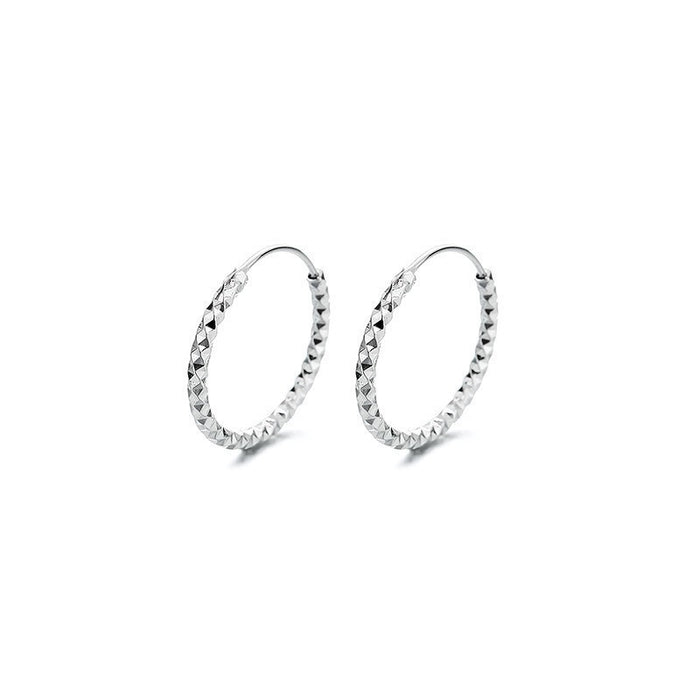 Wholesale Neutral diamond grid pattern cut surface super glitter ring earrings with simple glitter circle earrings