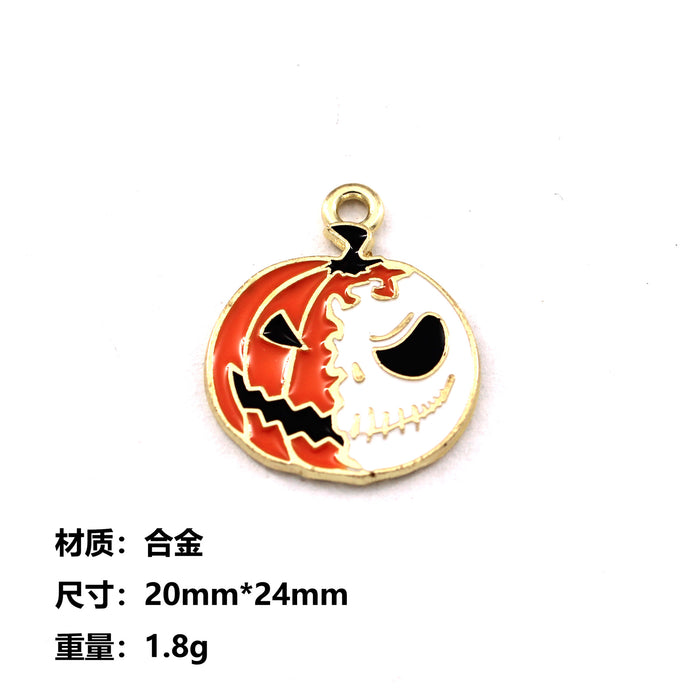 Wholesale 10pcs  Funny Skull Pumpkin Cartoon Accessories Alloy Oil Dropping Pendant Earrings Keychain