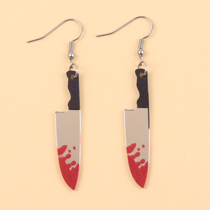 Wholesale  Acrylic Earrings Horror with Blood Mirror Dagger Chopper Axe Earrings Ear Accessories
