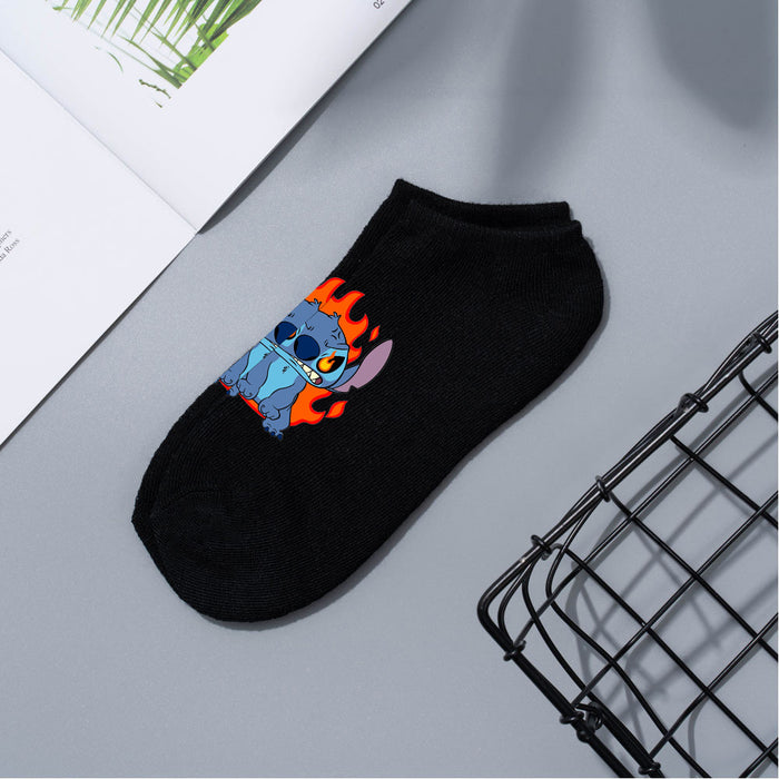 Wholesale Cartoon Simple Breathable Short Style Multi-color Cotton Crew Socks JDC-SK-WuDM001