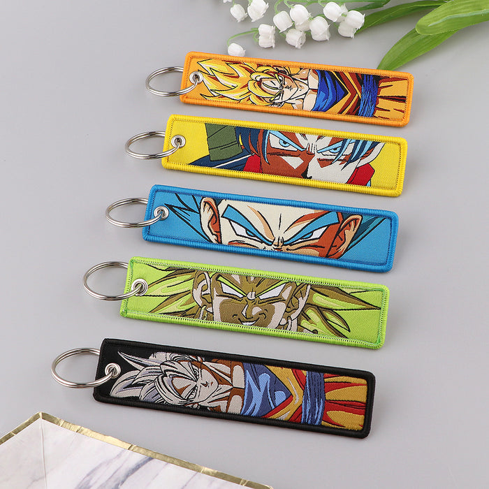 Wholesale  Woven Label Keychain Cartoon Pendant Woven Fabric Cartoon Accessory