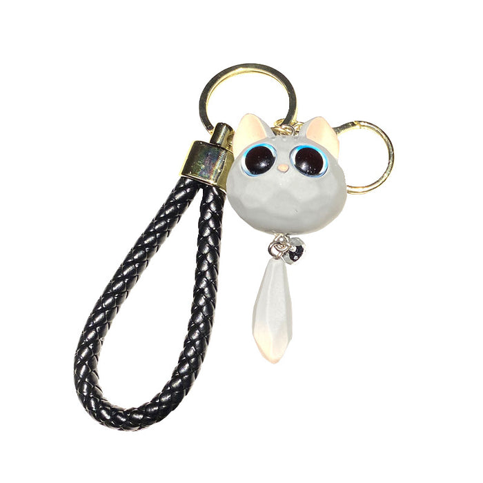 Wholesale Cute Cat Keychain Cartoon Big Eye Keyring for Backpack Car Key Accessory Gift MOQ≥2