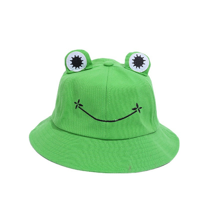 Wholesale  Cartoon Cute Children Adult Frog Fisherman Hat Casual Parent-child Basin Hat Sun Protection Big Eye Hat