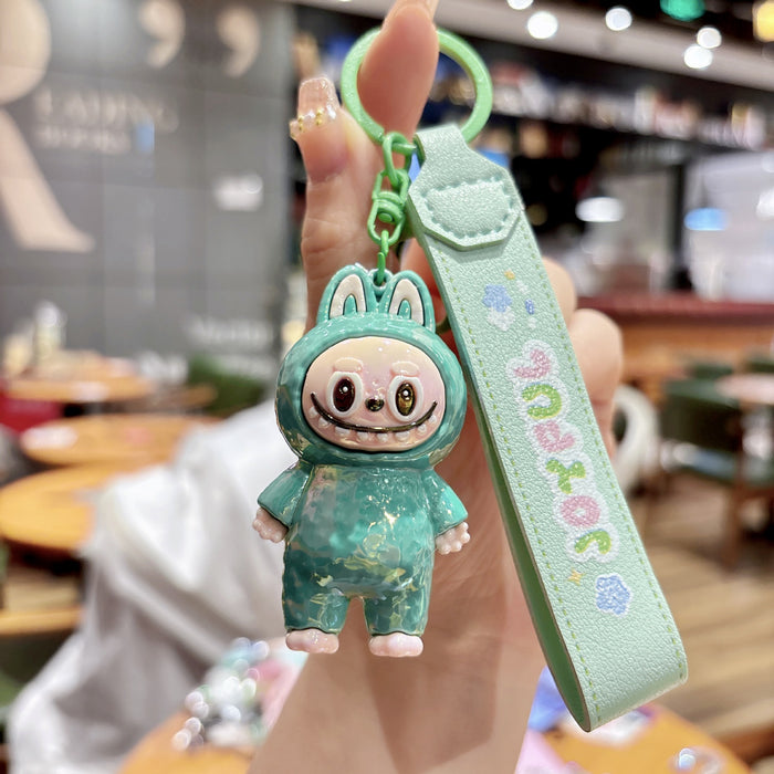 Wholesale Cartoon Keychain Pendant Cute PVC Leather Rope Silicone Doll Couple Bag Pendant Gift
