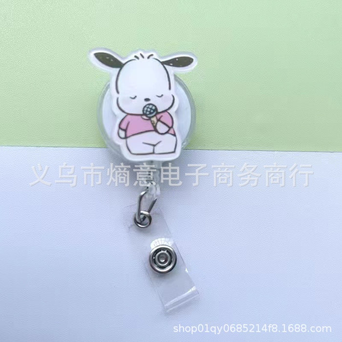 Wholesale Cute Cartoon Retractable Hanging Buckle Badge Reels Keychains