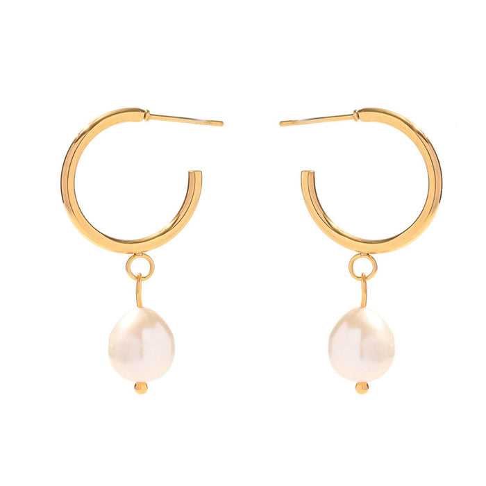 Wholesale  Pearl Earrings Stainless Steel 18K Electroplated Ear Ring Ear Buckle